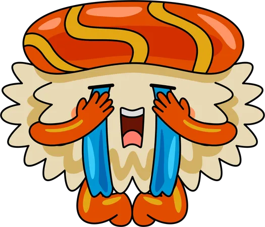 Mascotte de sushi en pleurs  Illustration