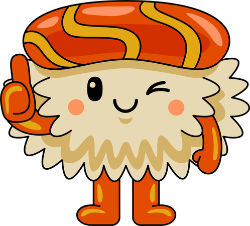 Mascotte de sushi levant le pouce  Illustration