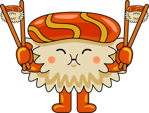 Mascotte de sushi servant  Illustration