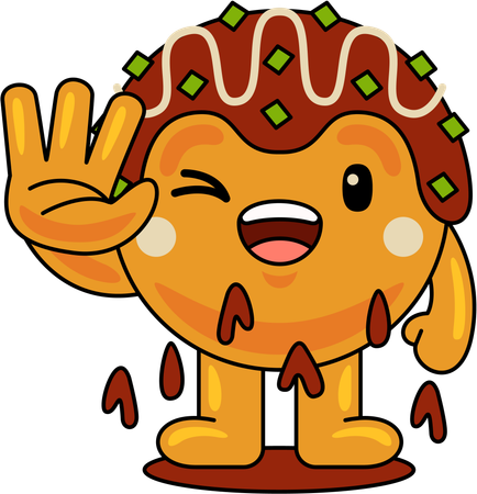 Mascotte de Takoyaki disant bonjour  Illustration