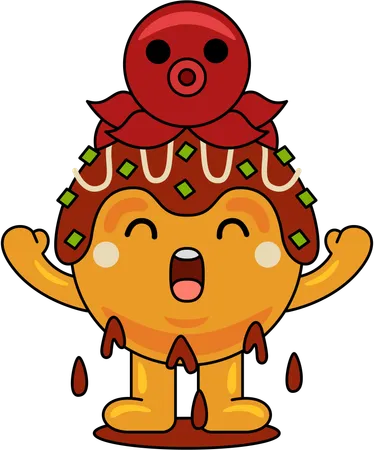 La mascotte de Takoyaki se sent heureuse  Illustration