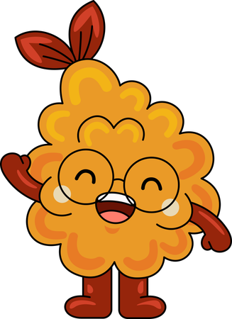 Mascotte mignonne de tempura levant la main  Illustration