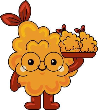 Mascotte de tempura servant de la nourriture  Illustration