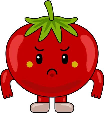 Mascotte de personnage de tomate en colère  Illustration