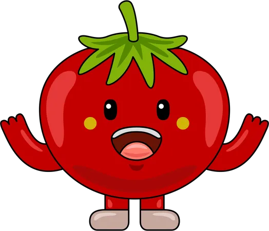 Personnage mascotte de tomate heureuse  Illustration