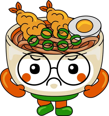 Personnage de mascotte udon en colère  Illustration