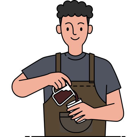 Barista masculino servindo café  Ilustração
