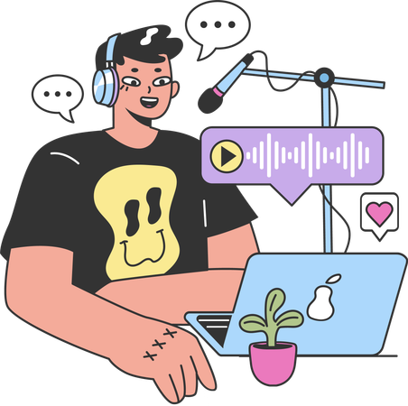 Podcaster masculino  Ilustração