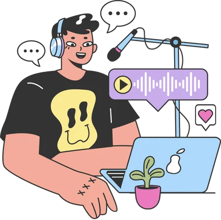 Podcaster masculino  Ilustração