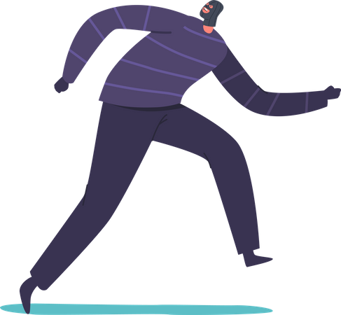 Masked robber trying to escape police Illustration