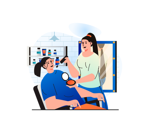Maskenbildnerin beim Schminken  Illustration