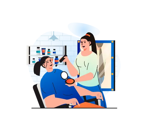 Maskenbildnerin beim Schminken  Illustration