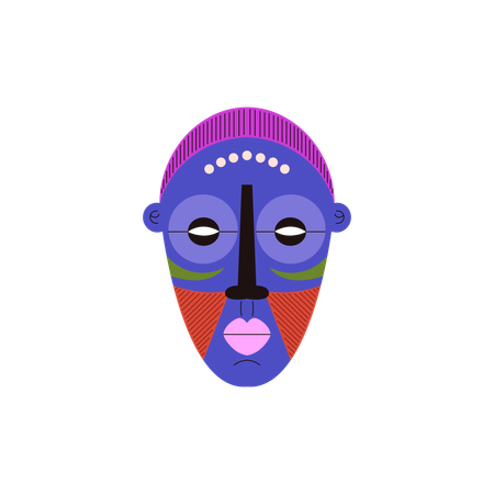 Masque tribal rituel de couleur violette  Illustration