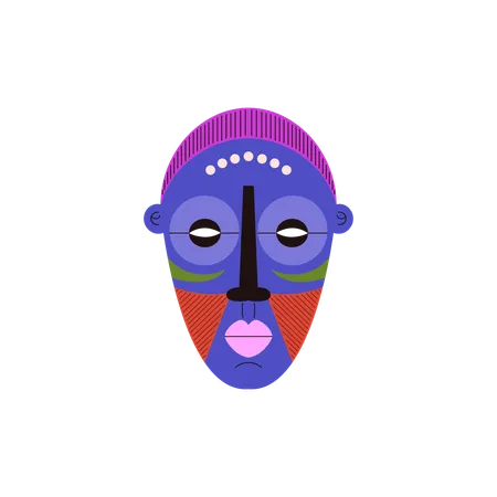 Masque tribal rituel de couleur violette  Illustration