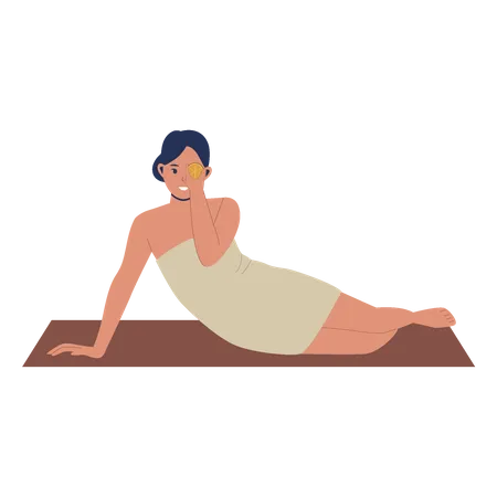 Massage And Body Spa Illustration Concept Woman Relaxing In Spa Flat Design Illustration Illustration