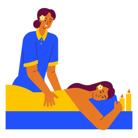 Massage dans un salon de beauté  Illustration