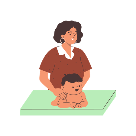 Massagem para bebês em casa  Ilustração