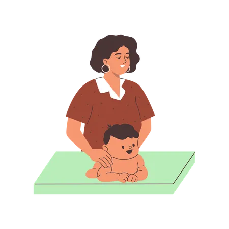 Massagem para bebês em casa  Ilustração