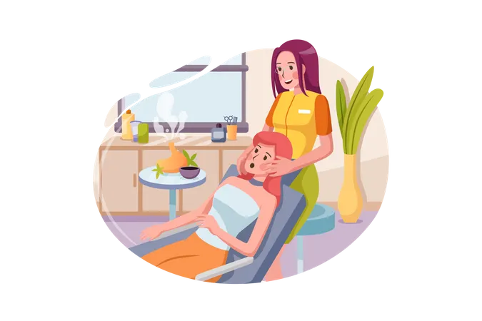 Masseur doing massage on woman body in the spa salon  Illustration