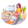 illustration for masseur doing massage