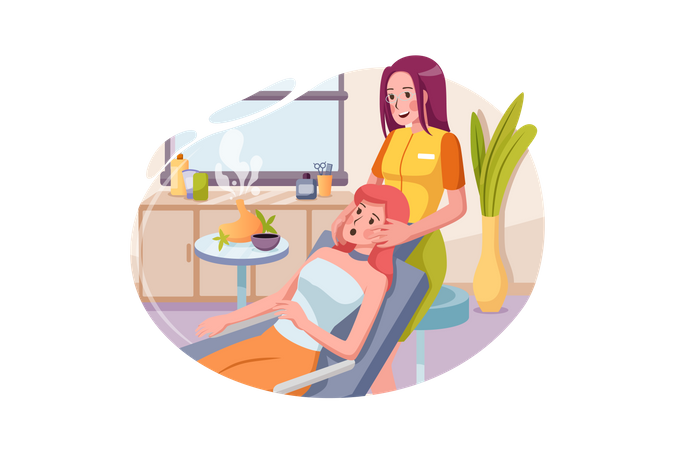 Masseur doing massage on woman body in the spa salon  Illustration