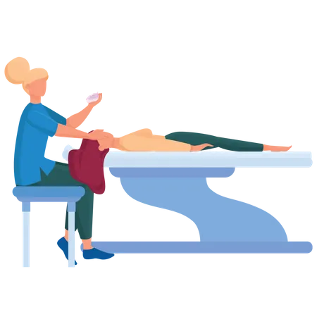 Masseur doing massage on woman body in the spa salon  Illustration