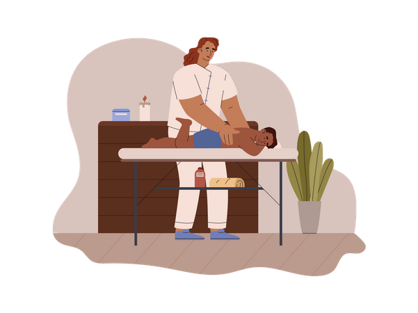 Masseur or therapists working with child  Illustration