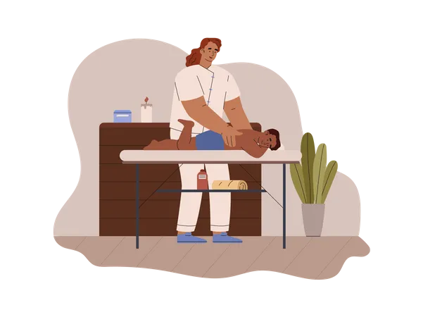 Masseur or therapists working with child  Illustration
