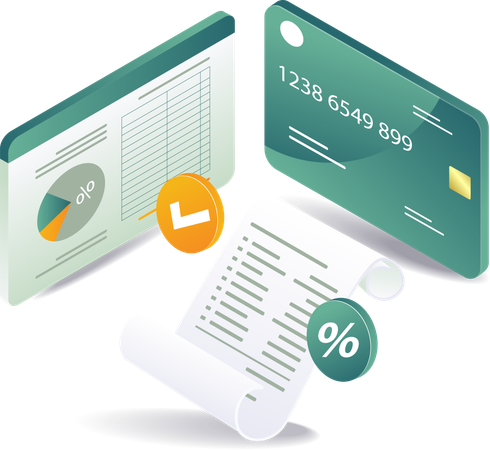 Master card reports and analyst data  Illustration