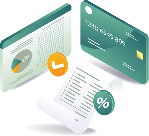 Master card reports and analyst data  Illustration