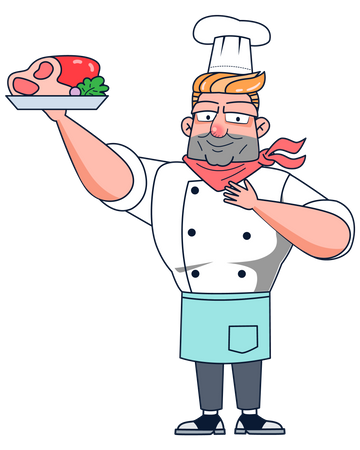 Maestro chef sosteniendo comida  Ilustración