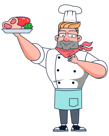 Master chef holding food  Illustration