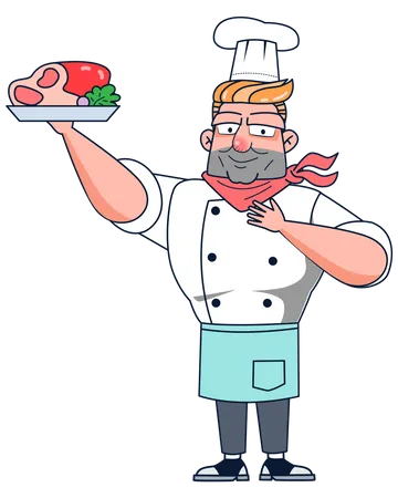 Master chef holding food  Illustration