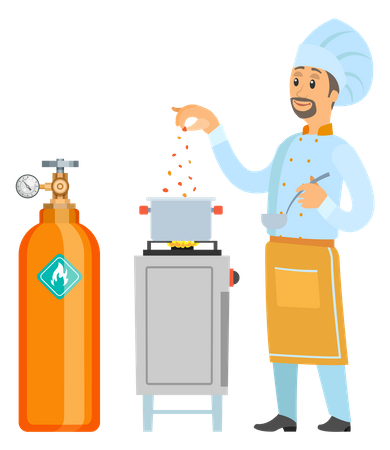 Masterchef cooking food in the restaurant  Illustration