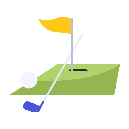 Mástil de bandera y golf  Ilustración