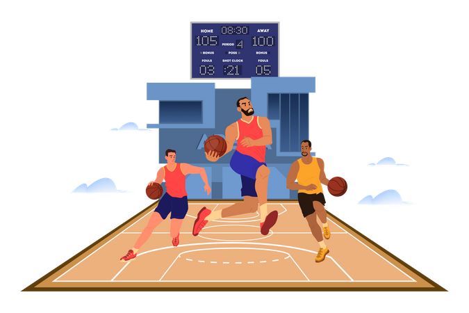 Un match de basket  Illustration