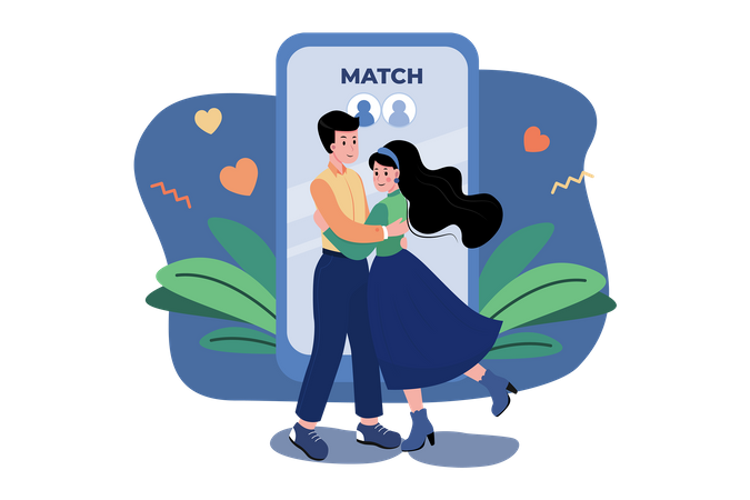 Match de rencontre en ligne  Illustration