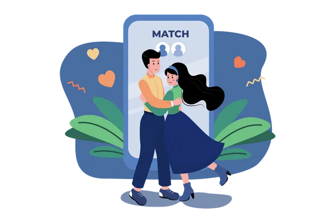 Match de rencontre en ligne  Illustration