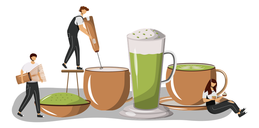Matcha latte  イラスト