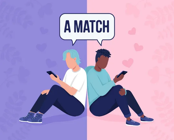 Matching with perfect partner on dating site  Illustration