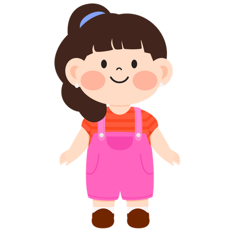 Une fille de maternelle prête pour l'école  Illustration