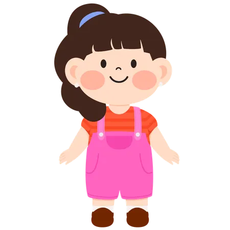 Une fille de maternelle prête pour l'école  Illustration