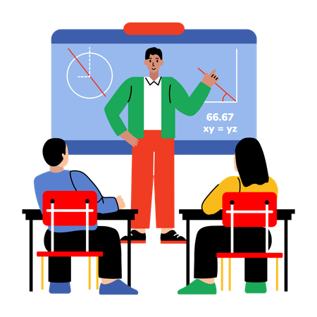 Math professor teaching maths  Illustration