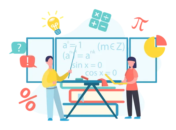 Math School Subject Web Banner Or Landing Page Learning Mathematics Idea Of Education And Knowledge Science Technology Engineering Mathematics Education Isolated Flat Vector Illustration イラスト