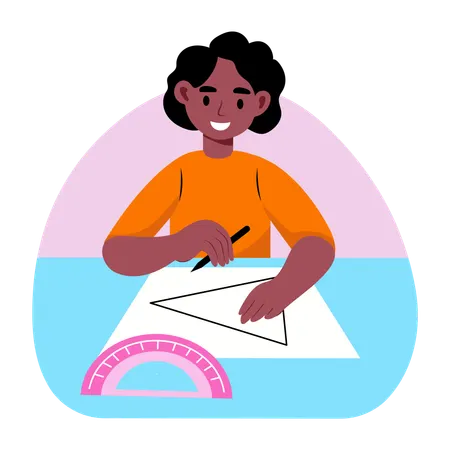 Math student learning algebra  Illustration