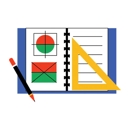 Math study and book  Illustration