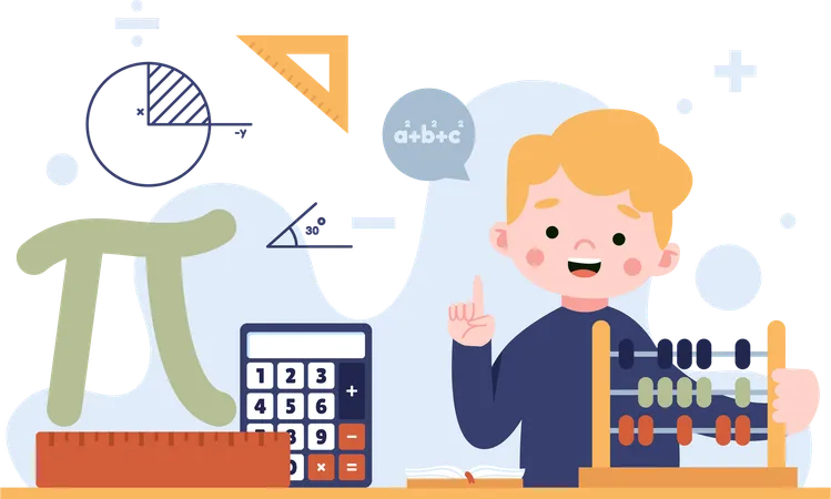 This Colorful Illustration Depicts A Student Engaged In A Math Study On A Class And Is Suitable For Use In Web Design Posters And Campaigns Promoting A Positive And Engaging School Environment The User Friendly And Editable Design Serves As A Valuable Resource For Highlighting The Importance Of Education And Showcasing The Various Opportunities Available To Students In A School Setting Such As Engaging In Classroom Learning Activities Like Math Study Illustration
