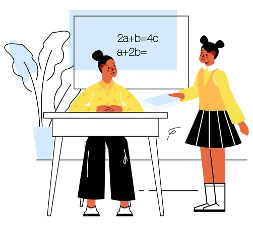 Math teacher talking student  Illustration
