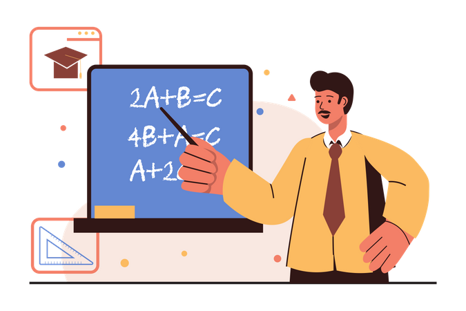 Math teacher teaching maths  Illustration