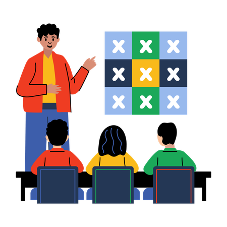 Math tutor teaching maths in class  Illustration